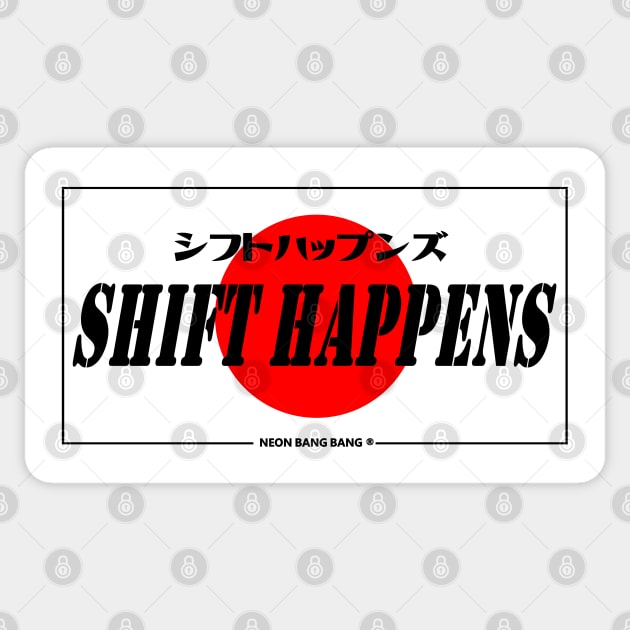 JDM "Shift Happens" Bumper Sticker Japanese License Plate Style Sticker by Neon Bang Bang